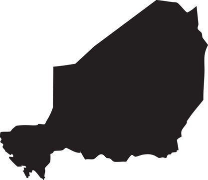Black silhouette map of Niger a simple vector graphic for informational or travel purposes isolated on a white background