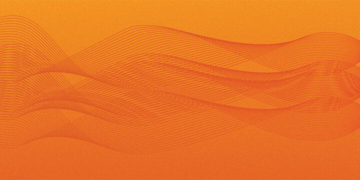 Garis gelombang abstrak yang bersinar pada latar belakang oranye. Garis bergelombang yang mengalir modern.Cocok untuk spanduk, poster, sampul, brosur, pamflet, situs web