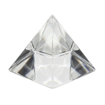 Crystal pyramid with sharp edges and transparent facets isolated on transparent background
