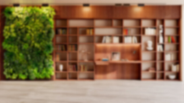 Blurred abstract interior background with natural sunlight and artificial lights