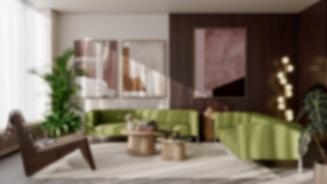 Blurred abstract interior background with natural sunlight and artificial lights
