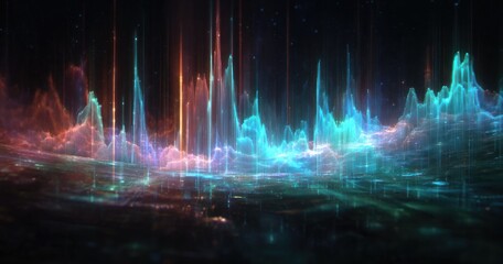 Fototapeta premium Abstract digital landscape of vibrant colors and light formations