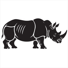 Obraz premium Black Rhinoceros Vector Icon, Wildlife Graphic, Animal Silhouette, Conservation Symbol
