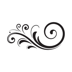 Fototapeta premium Elegant black flourish design with swirling curves and delicate leaf like shapes