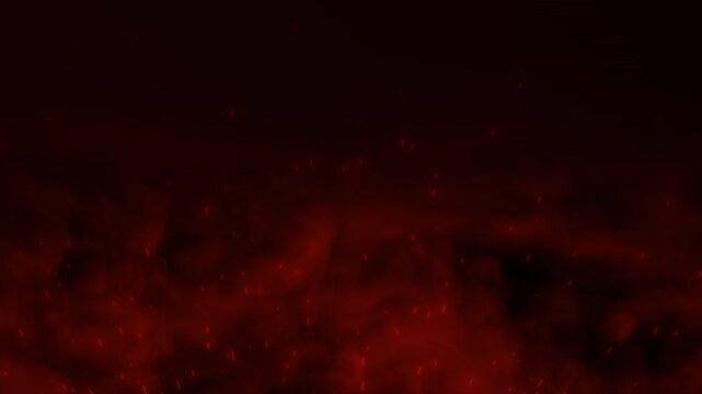 Abstract dark red smoke background with floating glowing particles, cinematic fog texture with atmospheric depth and subtle motion, seamless loop 4K