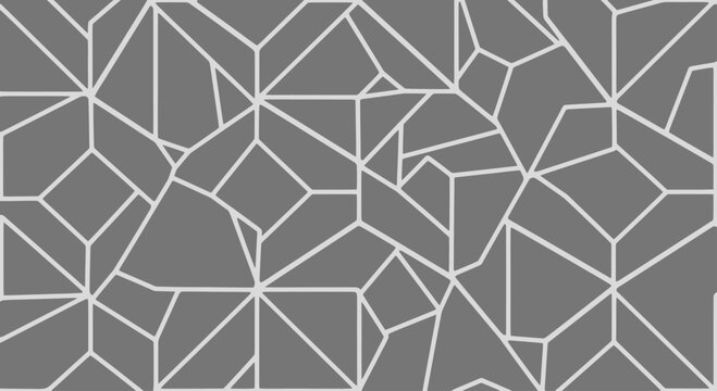 A seamless geometric pattern of irregular polygons against a gray background
