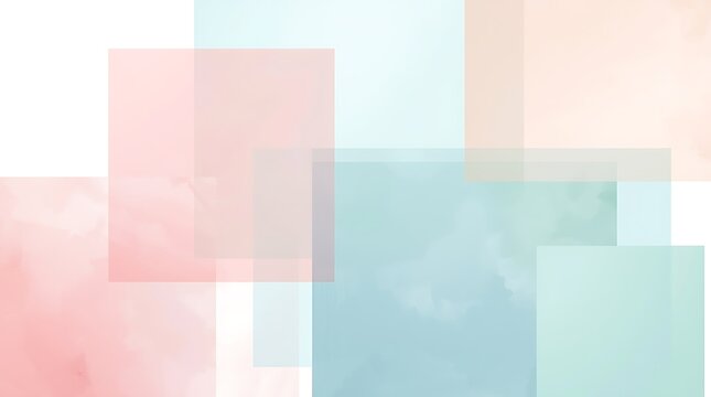 Soft pastel squares overlap with watercolor textures creating a gentle abstract background