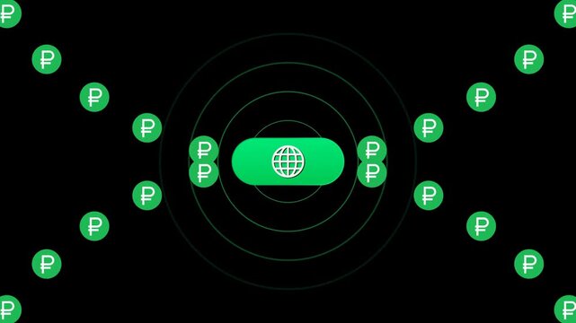 Ruble Currency Flow Globe Animation