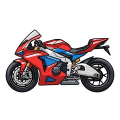 Obraz premium Red and blue sports motorcycle.