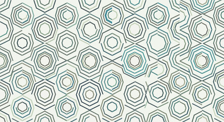 Fototapeta premium Geometric octagons in varying shades of blue and green form an intricate pattern