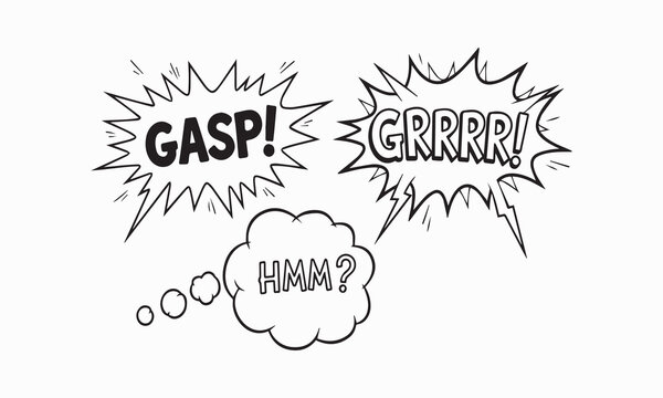 Hand-Drawn Comic Speech Bubbles Set with Halftone Effects
