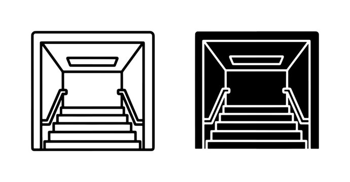 Subway Entrance Vector Icons, Underground Staircase Graphics, Public Transit Symbols, Urban Architecture Design Elements