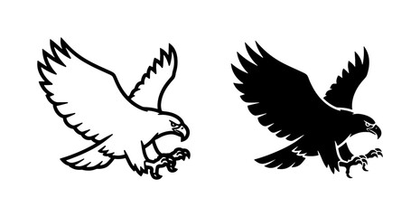 Fototapeta premium Majestic Eagle Vector Icons, Bold Silhouette and Outline Styles, Symbolizing Freedom and Power, Ideal for Heraldry and Branding