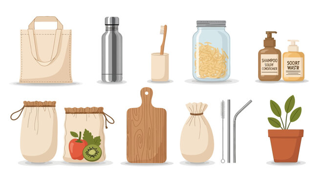 Eco-friendly zero waste products and reusable items collection