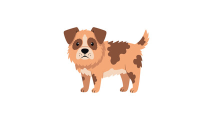A cute brown dog with white markings stands on a plain background illustration. © alip