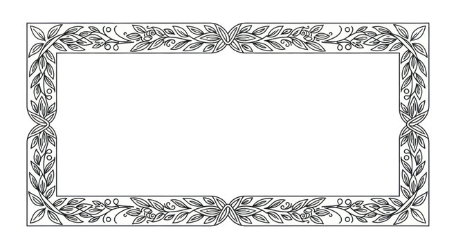 Elegant Floral Border with Leafy Ornaments - Decorative Frame Design
