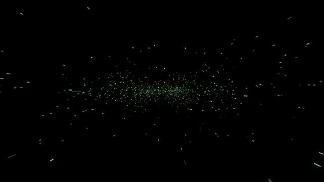 Vibrant and modern particle animation representing a angular zigzag data stream. Smooth 4K rendering with deep Green and Multicolor light trails. Perfect for futuristic overlays and creative digital 