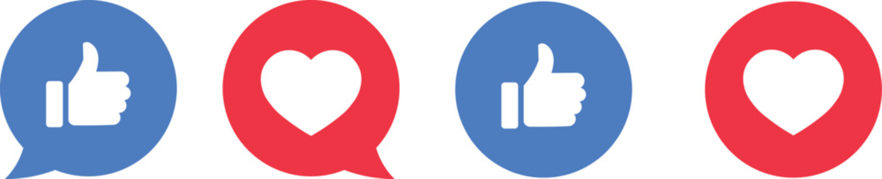Thumbs up and heart, social media. 3D Social media likes and loves icon sets. Speech bubble love with like. Like and like buttons ready for websites and mobile apps
