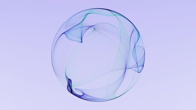 Abstract soft blue minimal sphere with transparent fluid waves, clean futuristic digital orb with smooth gradient background and elegant light motion, seamless loop 4K