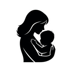 Mother holding baby close affectionately.