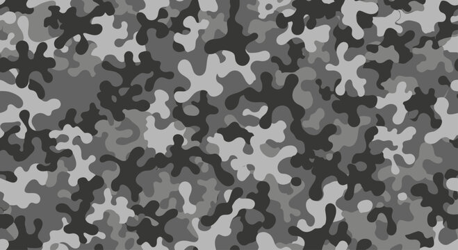 Abstract digital camouflage pattern with irregular grey shapes