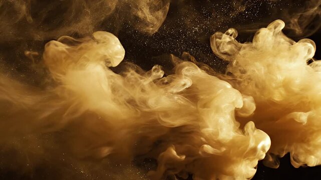Abstract Brown Smoke Swirls and Particles in Dark Water.