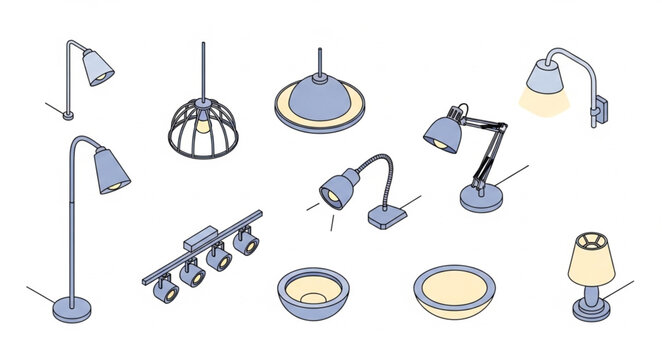 Collection of Modern Desk Lamps and Lighting Fixtures.