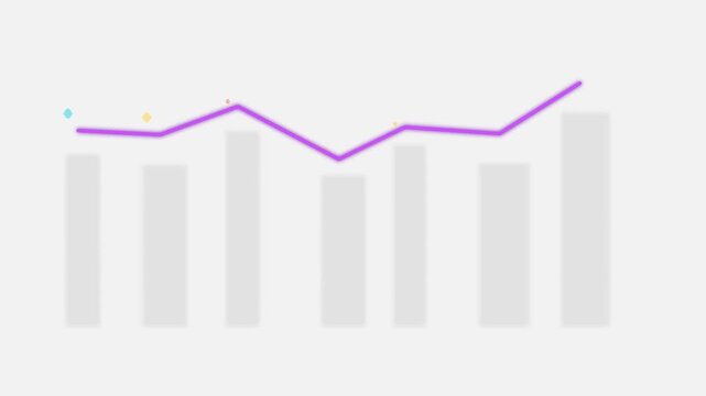 Minimalist purple line graph animation rising trend data visualization chart analytics