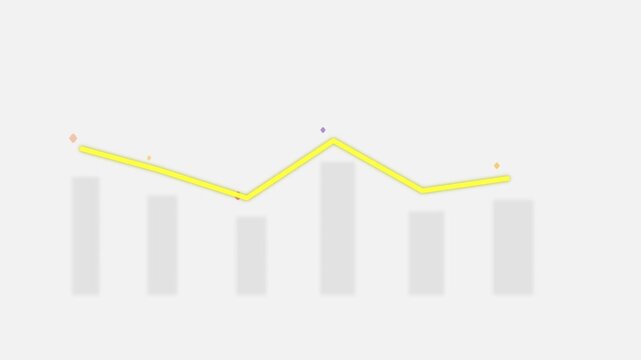 Minimalist yellow line graph on white grid background, animation chart data, trend analytics