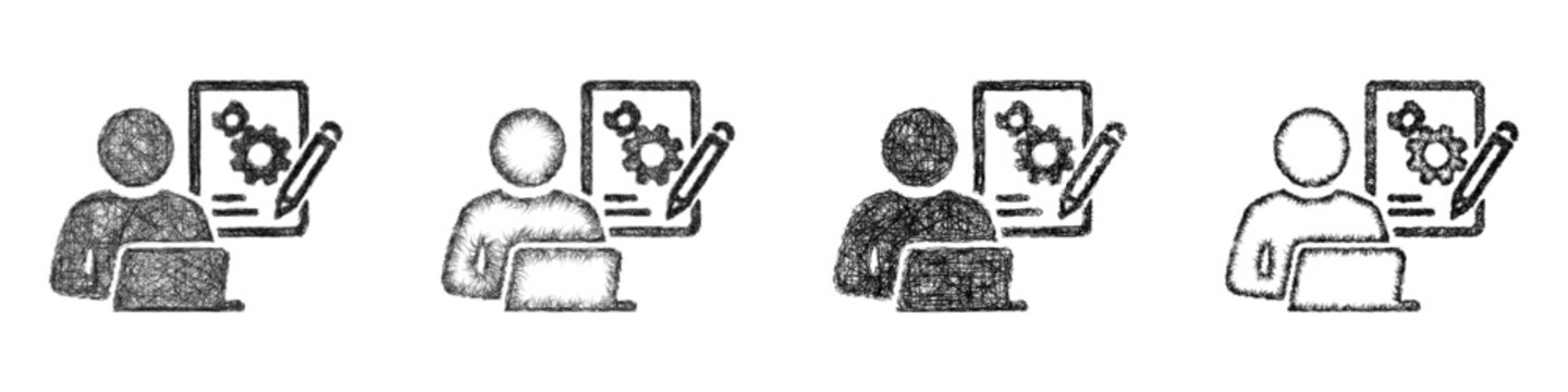 Sketch technical writer icon design set