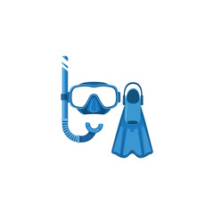 Scuba diver's snorkeling gear includes mask, snorkel, and flippers on a white background. © edse