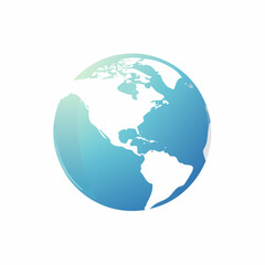 Fototapeta premium Minimalist blue globe vector illustration showing Americas
