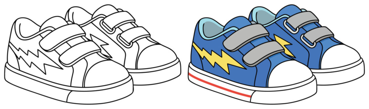 Sneakers casual shoes with strap closure sporty footwear style vector illustration