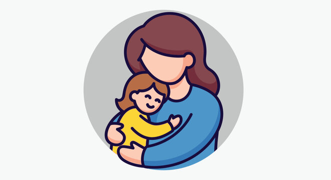 Mother, woman, holding, baby, illustration, vector, parenting, family, love, care, support