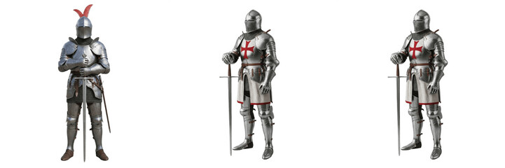 Brave Medieval Knight in Full Suit of Armor with Sword Transparent PNG © Ibrar