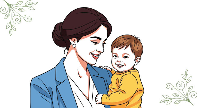 Mother, baby, vector illustration, family, love, parenthood