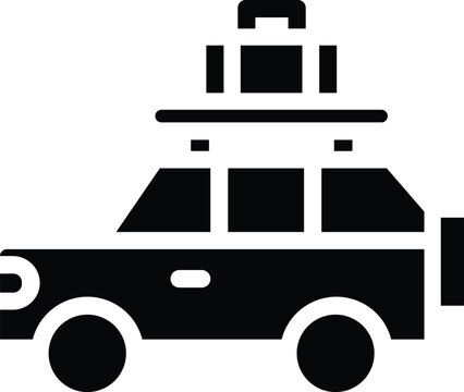 Travel car silhouette illustration, simple vehicle icon for road trips, tourism, transport, and journey concepts.