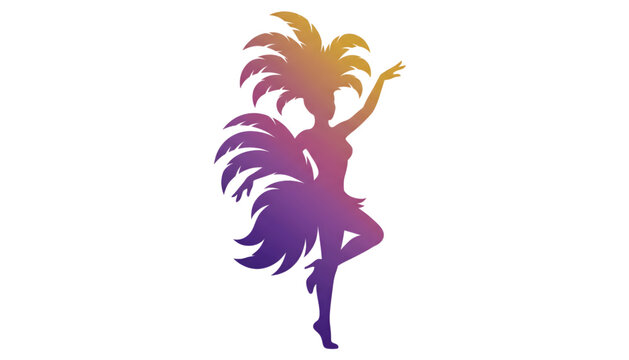 samba dancer silhouette with colorful gradient on transparent background