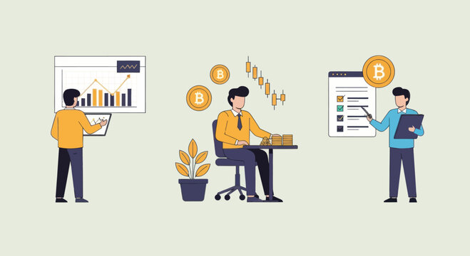 Cryptocurrency trading analysis and financial planning with bitcoin charts