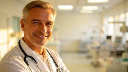 Fototapeta premium Smiling mature male doctor portrait