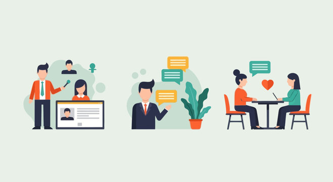 Online dating, speed dating and virtual communication concepts