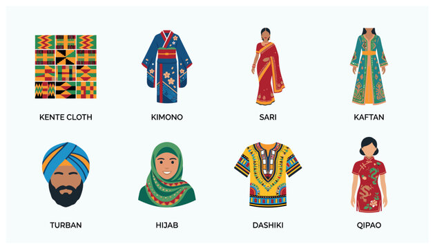 Traditional clothing from around the world.