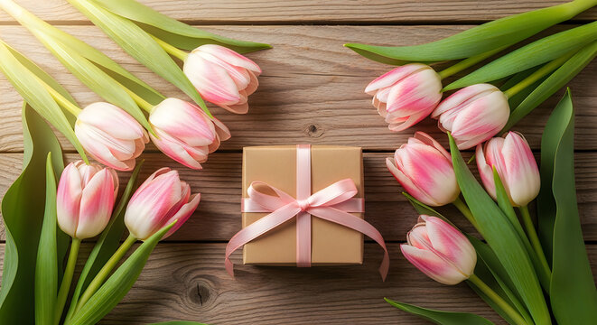 bouquet of pink tulips