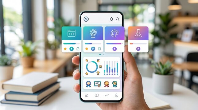 Education app course dashboard clean interface design