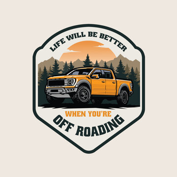 Offroad 4x4 overland truck tshirt logo design vector isolated. Best for outdoor automotive related industry