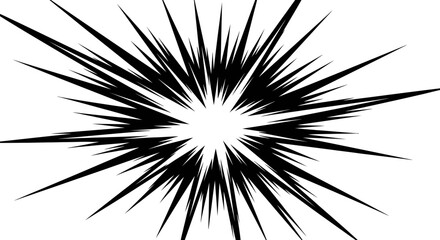 Black and white radial explosion effect, isolated white background, comic book style © ZAENAL