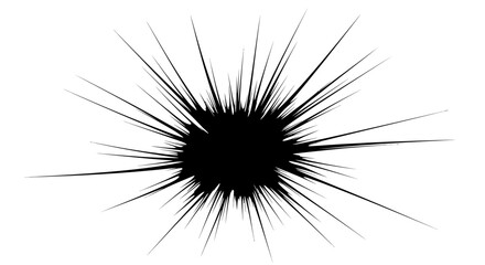 Abstract Black Burst or Explosion of Radial Lines on Isolated White Background © ZAENAL