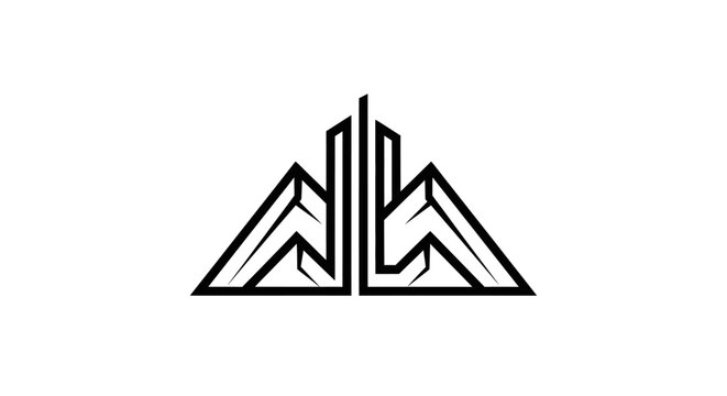 Abstract geometric architectural logo design resembling modern buildings or skyscrapers on an isolated white background.