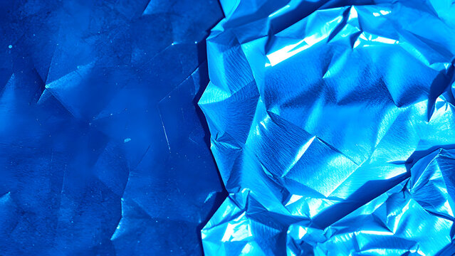 Iridescent Deep Ocean Abstract Texture Background. Shimmering Vibrant Blue Liquid Surface. Mysterious Underwater Marine Art Design. Holographic Pearle