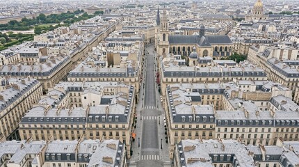 High Angle View of Haussmann Architecture and Streets in Paris France